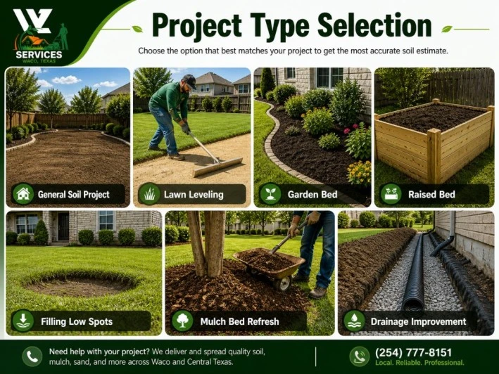 Selecting project type for soil calculator